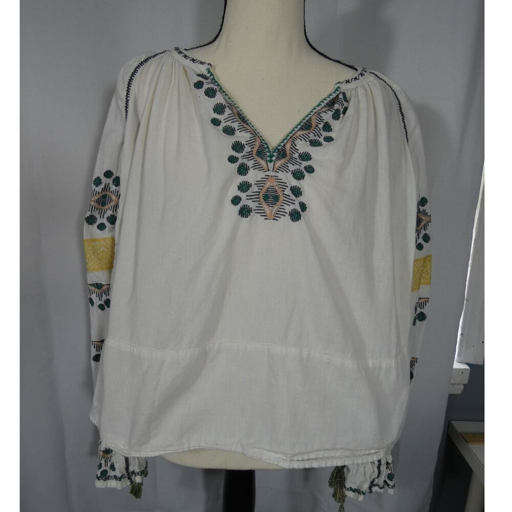 Scotch & Soda Amsterdam Women's 38(M) Blouse Embroidered Tassels Boho Peasant